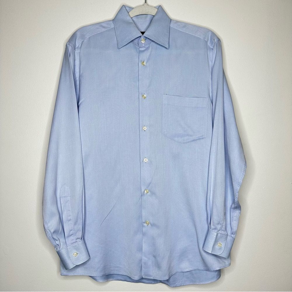 Hugo Boss Light Blue Knit‎ Button Down Dress Shirt